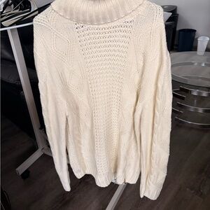 Cream Cable Knit Turtleneck Sweater